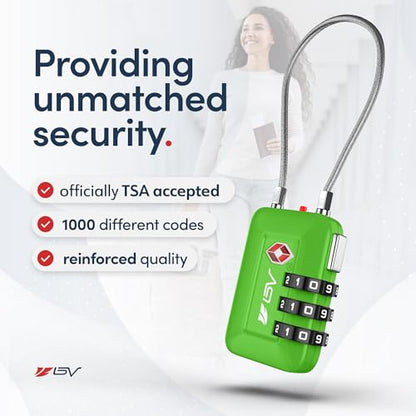 TSA Accepted Luggage Travel Lock, Set-Your-Own Combination Lock for School Gym Locker, Luggage Suitcase Baggage Locks, Filing Cabinets, Toolbox, Case (Green, 1 Pack) - color: Green 1-Pack