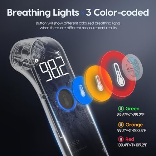 Viproud No-Touch Baby Thermometer for Adults and Kids, Fast & Accurate | 1 second Result, Fever Alarm, Mute Mode, Body & Object Mode, 35 Memory Recall, Baby Essentials, Lifetime Support - color: Black