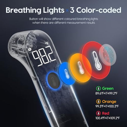 Viproud No-Touch Baby Thermometer for Adults and Kids, Fast & Accurate | 1 second Result, Fever Alarm, Mute Mode, Body & Object Mode, 35 Memory Recall, Baby Essentials, Lifetime Support - color: Black