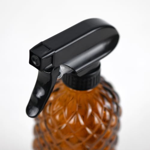 12Oz Glass Plant Spray Bottle, Gem Pattern Glass Sprayer, Watering Can with Black Plastic Top Pump, Handheld Watering Can for Indoor Outdoor Potted Plants and Greenery (Amber) - color: Amber