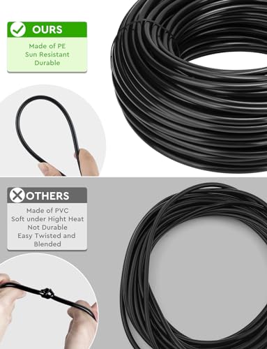 250FT Drip Irrigation System for Garden - 50FT 1/2" Main Tube & 200FT 1/4" Branch Tubing, Brass Splitter, Quick Connect Design, Perfect for Outdoor Plants, Raised Beds, Greenhouses - size: 250 FT