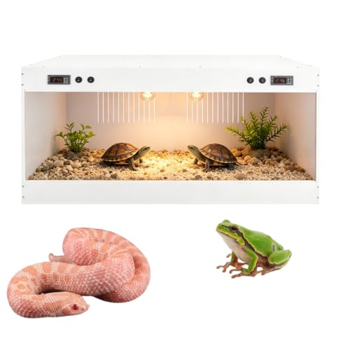 PVC Reptile Enclosure, Reptile Terrarium 39.4×19.7×19.7In, Ventilation Grilles, Reptile Tank with Intelligent Thermostat for Leopard Gecko, Hexagonal Lizard, Snake, Geckos, Turtles (White)