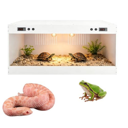 PVC Reptile Enclosure, Reptile Terrarium 39.4×19.7×19.7In, Ventilation Grilles, Reptile Tank with Intelligent Thermostat for Leopard Gecko, Hexagonal Lizard, Snake, Geckos, Turtles (White)