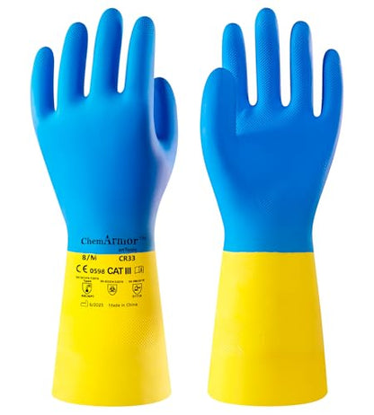 AnTools Neoprene and Rubber Blend Heavy-Duty Chemical Gloves, Protective industrial gloves for Resist Acid, Alkali, Hazmat, cleaning, dishwashing, X-Large - color: Black (Pack of 1), size: X-Large (10)