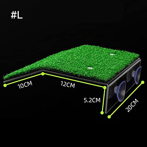 Turtle Basking Platform Lawn Turtle Resting Basking Platform Simulation Grass Repilte Ramp Tortoise Habitat Frog Terrapin Terrace Tank Accessories - size: L