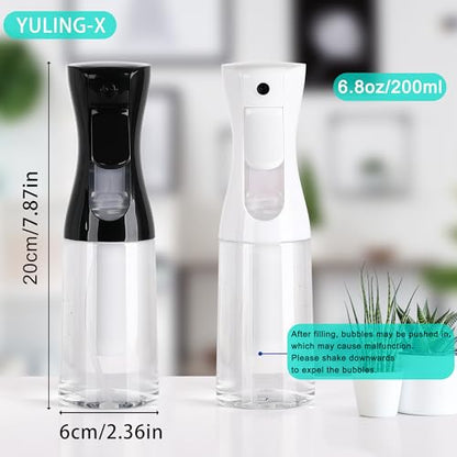 Spray Bottles For Hair, continuous spray bottle (200ml/6.8oz 2Pack) used for hair design, plants, cleaning, hair care and skin care, etc. – empty, reusable (Black&White) - color: Black&White