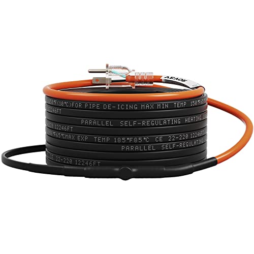 VEVOR Self-Regulating Pipe Heating Cable, 120-feet 5W/ft Heat Tape for Pipes Freeze Protection, Protects PVC Hose, Metal and Plastic Pipe from Freezing, 120V - size: 120 Feet
