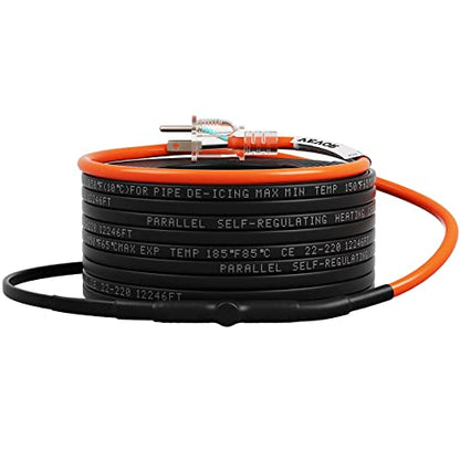 VEVOR Self-Regulating Pipe Heating Cable, 120-feet 5W/ft Heat Tape for Pipes Freeze Protection, Protects PVC Hose, Metal and Plastic Pipe from Freezing, 120V - size: 120 Feet