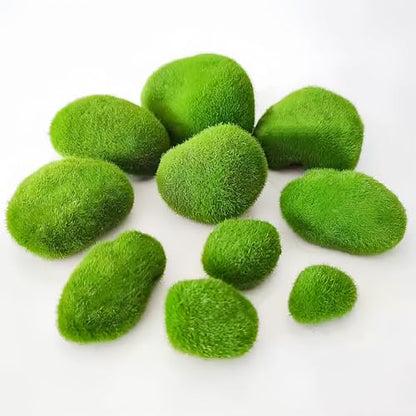 12 Pcs Artificial Moss Rocks (6 Sizes) Fake Rocks, Moss Balls, Faux Moss - Perfect for Flower Arrangements, Gardens, DIY Crafts, and Aquarium Plants Decorate