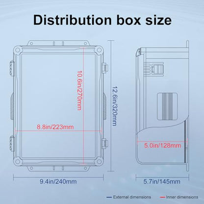 Namunanee Outdoor Electrical Junction Box, ABS Water Resistant Enclosure with Internal Mounting Panel & Hinged Cover (12.6" H x 9.4" L x 5.7" W) - size: 12.6"H x 9.4"L x 5.7"W & Standard