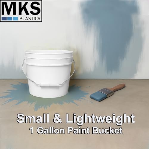 1-Gallon Bucket with Airtight Lid – Made in USA, Food Grade BPA Free Plastic, Heavy Duty Multi-Use, Metal Handle with Grip, Stackable Storage – White, 4 Pack - color: White, size: 4
