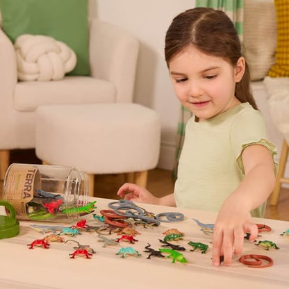 Terra by Battat Reptile Animal Tube, 60 Plastic Animal Figurines, Reptiles | Portable tube with 60 reptile and amphibian animal figures, including frogs, snakes, lizards and alligators, Tubes, 3+ Years - style: 60pcs Mini Reptiles & Amphibians