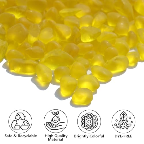 QYGL Sea Glass Stones - 0.9LB Yellow Frosted Glass Pebbles Gemstones | Perfect for Aquarium Rocks, Fish Tank Gravel, Vase Fillers, DIY Crafts, and Home Decor - color: Yellow