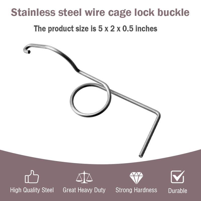 15 Pack Stainless Steel Wire Door Cage Latches Wire Crate Latch Lock | for Fixing Pet Cage Door Hook, 4-3/5 Inches( Right)