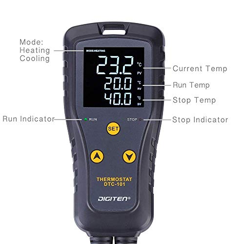 Temperature Controller Heat Mat Thermostat Outlet DTC101 Temperature Controlled Outlet Greenhouse Thermostat Aquarium Temperature Controller Reptile Thermostat Heating Cooling Mode 110V 10A