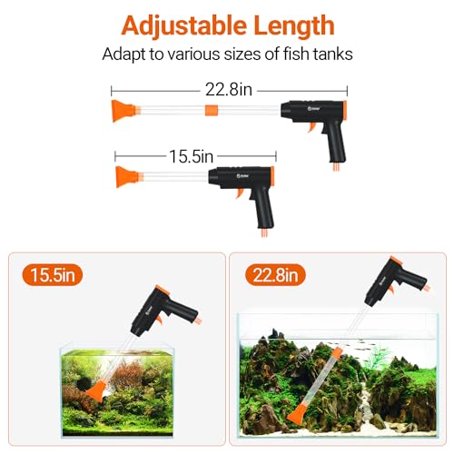 Yaubay 132GPH Manual Aquarium Gravel Cleaner, Fish Tank Siphon Vacuum Cleaner with Adjustable Water Flow for Cleaning Dirt, Water Change & Wash Sand Aquarium Cleaning Tools