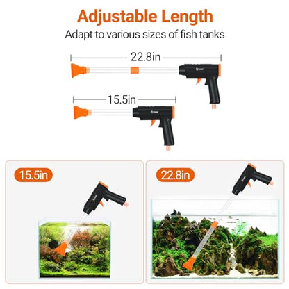 Yaubay 132GPH Manual Aquarium Gravel Cleaner, Fish Tank Siphon Vacuum Cleaner with Adjustable Water Flow for Cleaning Dirt, Water Change & Wash Sand Aquarium Cleaning Tools