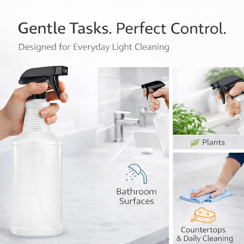 Bar5F 24 oz Spray Bottle Fine Mist and Spray- BPA-Free, Multipurpose | B5F Bottle System, Perfect for Light Cleaning, Gardening, Hydrogen Peroxide, Rubbing Alcohol, Leak-Proof, USA - style: Black (2-Pack) 24-Ounce