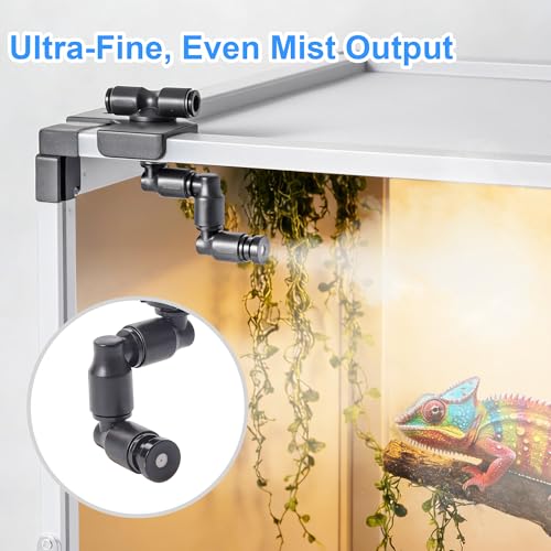 Reptile Mister Connector with 1/4" Fine Mist Nozzles – Stable Fogger System for Terrarium, Vivarium, Paludarium, Amphibians, Plants – Easy Installation on Screens - size: Misting connector with Nozzle