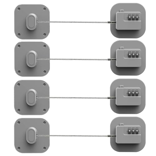 Refrigerator Lock, Combination Lock for Refrigerator Cabinets, Drawers, Heavy Duty Fridge Lock, Easy Install No Keys Needed (Gray-4Pack) - color: Grey-4Pack