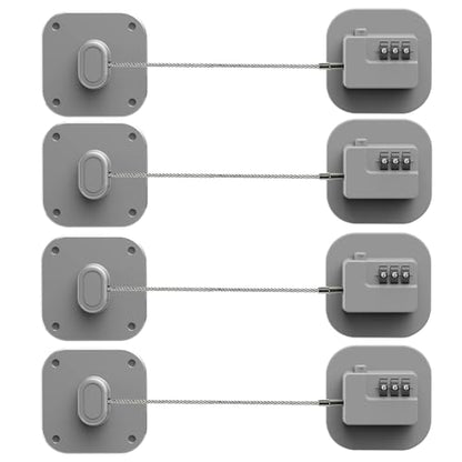 Refrigerator Lock, Combination Lock for Refrigerator Cabinets, Drawers, Heavy Duty Fridge Lock, Easy Install No Keys Needed (Gray-4Pack) - color: Grey-4Pack
