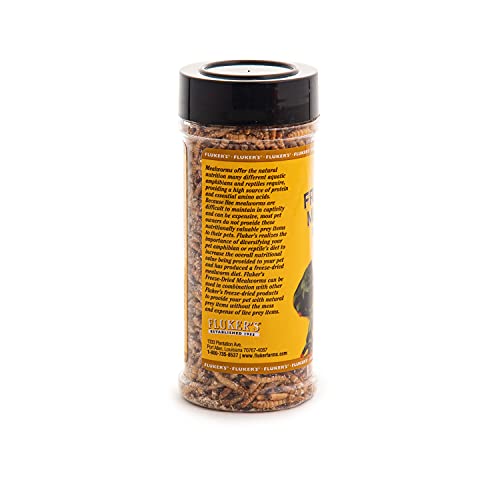 Fluker's Freeze Dried Insects, Nutrient, Packed Mealworms, Ideal for Lizards, Reptiles, Birds, Fish, Hedgehogs, 1.7 oz