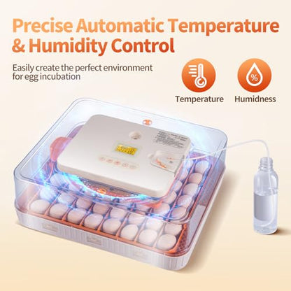56 Egg Incubators for Hatching Eggs, Automatic Egg Turning and Humidity Temperature Control, Egg Candler, 360° Viewing Incubator for Hatching Chicken, Ducks, Goose, Quail