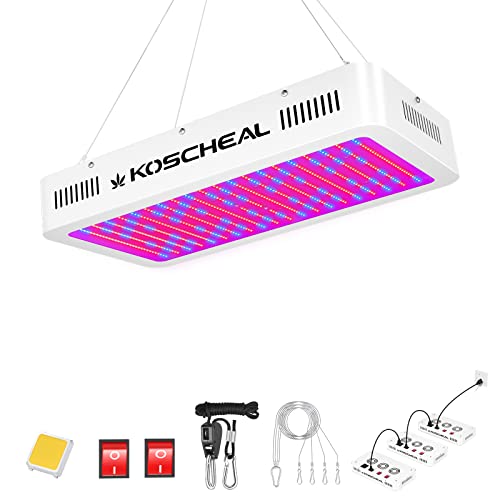 KOSCHEAL KS2000 230W LED Grow Light, 2.8 µmol/J Full Spectrum | Veg & Bloom Switches with 395nm/730nm. Daisy Chain up to 3 Units. Quiet Cooling. Ideal for 4x4/3x4 ft Grow Tents. - color: Creamy White