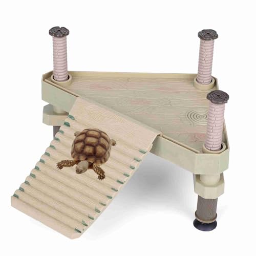 Agatige Floating Turtle Pier, Plastic Turtle Basking Platform Decorative Reptile Terrapin Dock with Ramp Ladder for Aquarium Fish Tank