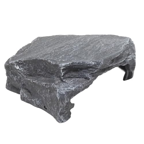 Resin Basking Platform Reptile Cave, Shale Scape Step Ledge Reptile Hideout, Hollow Tree Trunk Ornament for Zoo Aquarium Decor/Bearded Dragon Gecko Snakes Chameleon Frogs