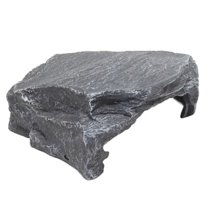 Resin Basking Platform Reptile Cave, Shale Scape Step Ledge Reptile Hideout, Hollow Tree Trunk Ornament for Zoo Aquarium Decor/Bearded Dragon Gecko Snakes Chameleon Frogs