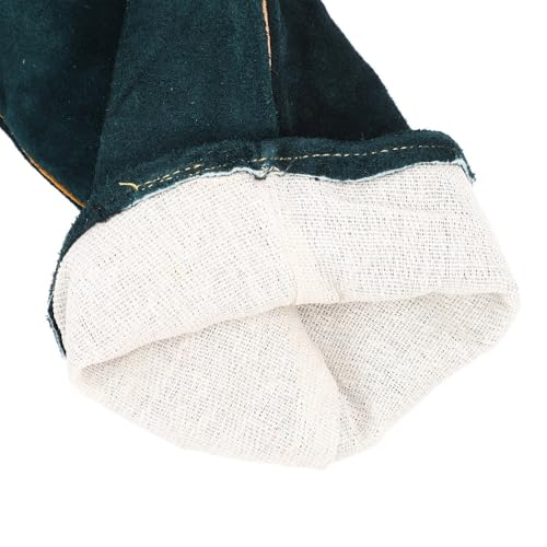Animal Handling Gloves Thick Cowhide and Canvas 23.62 in Long Dark Green for Dog Cat Bird Lizard Training