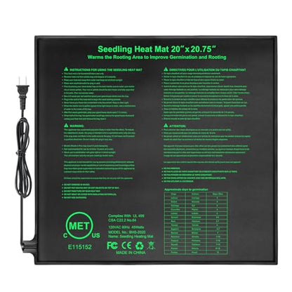 Bestio Waterproof Seedling Heat Mat, 20×20.75 in Heat Mats for Seed Starting, MET Certified Seed Mat, Suitable for Indoor Gardening, Germination - size: 20" x 20.75"- 1 Pack