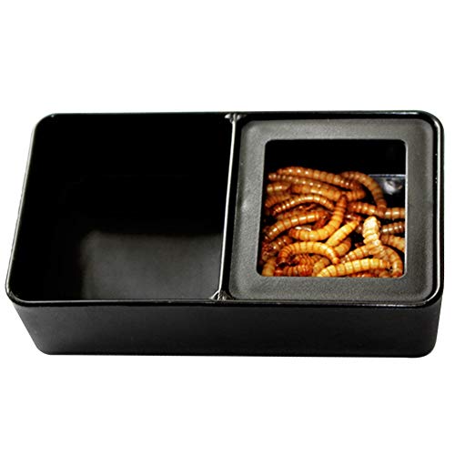10pcs Reptile Feeder, Mini Double Dish Mealworm Feeder Black Reptile Food and Water Bowl Shelter Hide Bath Toy for Tortoise Gecko Lizard