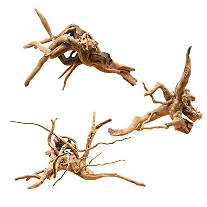 Hamiledyi 6-8in Aquarium Driftwood 3PCS Reptile Spider Wood Assorted Branches Natural Trunk Driftwood Tree Fish Tank Decoration - size: Spiderwood (6-8in 3PCS)