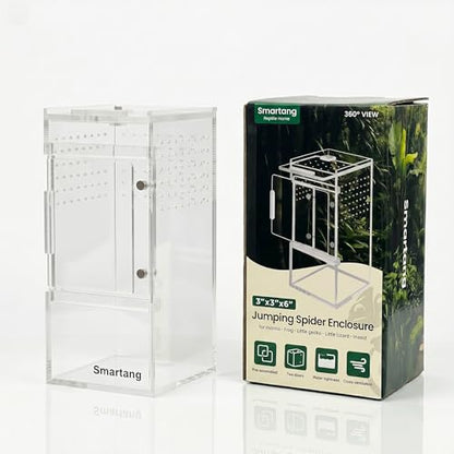 【Pre-Assembled】 Jumping Spider Enclosure(3"×3"×6") Front Above Opening Praying Mantis Habitat, Jumping Spider Habitat, Arboreal Tarantula Enclosure, Insect Terrarium,Acrylic Terrarium - size: 3.0"L x 3.0"W x 6.0"H