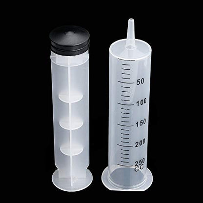 3 Pack 250ml Syringes, Extra Large Plastic Syringe for Glue Dispensing, Scientific Labs, Watering, Refilling, Multiple Uses - style: 250ml