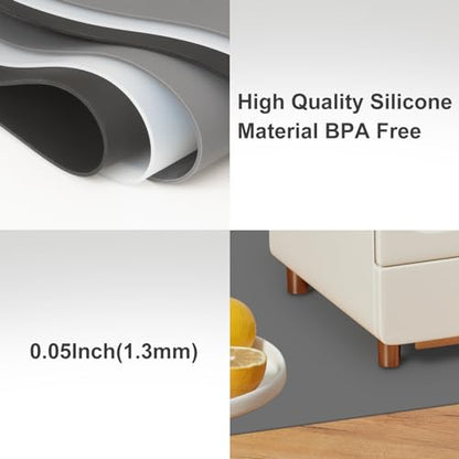 Silicone Mats for Kitchen Counter, Treerit 47.24"x 23.62" Extra Large Silicone Mat, Non-slip Heat Resistant Kitchen Counter Mat, Quartz Countertop Protector, Shipped Rolled Up, No Creases, Gray - color: Gray
