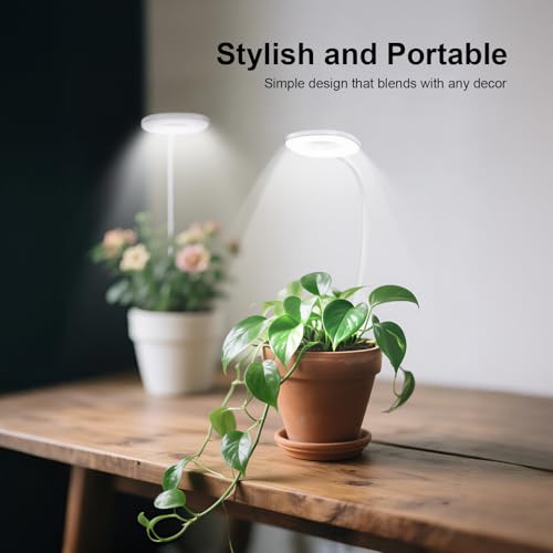 Full Spectrum Clip On LED Grow Lights for Indoor Plants | 4/8/12H Auto Timer, 3 Spectrum Modes, 10 Dimmable Levels, Adjustable Gooseneck, Remote Control, For Small Plants