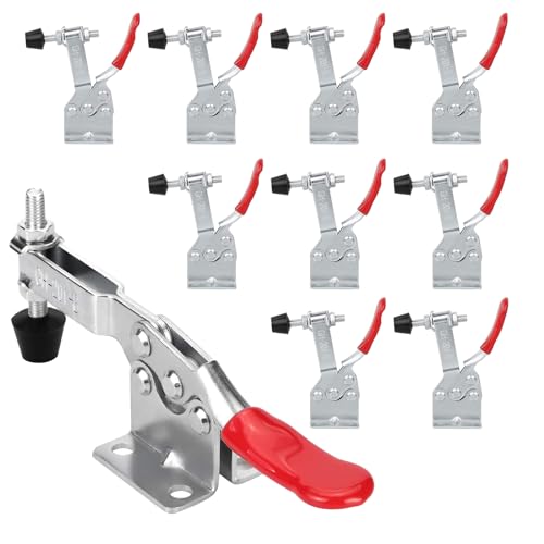 10 Pack Toggle Clamps, Hold Down Clamp 220Lbs Holding Capacity Quick Release Horizontal Clamps with Rubber Pressure Tip for Woodworking Jigs and Fixtures, Welding, Drill Press, Crosscut Sled - size: 10Pack-201B