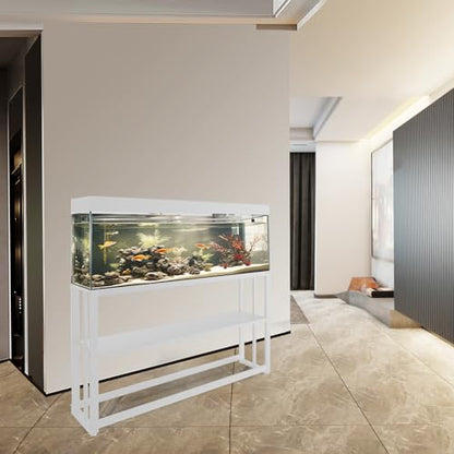 Akenow 55-75 Gallon Fish Tank Stand with Storage Shelf, 48.5 x14.9 x 29.2 Inch Aquarium Stand, Turtle Tank, Reptile Terrariums and Breeder Tank Stand,980LBS Capacity, White - color: White