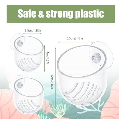 3 Pcs Aquarium Plant Holder for Java Fern Live Plant for Aquarium Suction Cup Clear Acrylic Fish Tank Aquascape for Moss Balls Marimo Betta Shrimp Decor Accessories Anubias Java Moss Cup