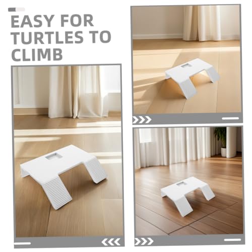 Toyvian 2pcs Plastic Turtle Ramp Suction Cups Floating Dock for Basking Desktop Reptile Basking Platform for Turtle Tank - color: White