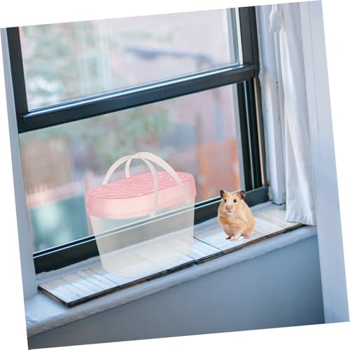 HEMOTON 2pcs Plastic Turtle Containers and Outdoor Hamster Carriers Medium Size Pink Portable Reptile Boxes Travel Cages for Small Pets