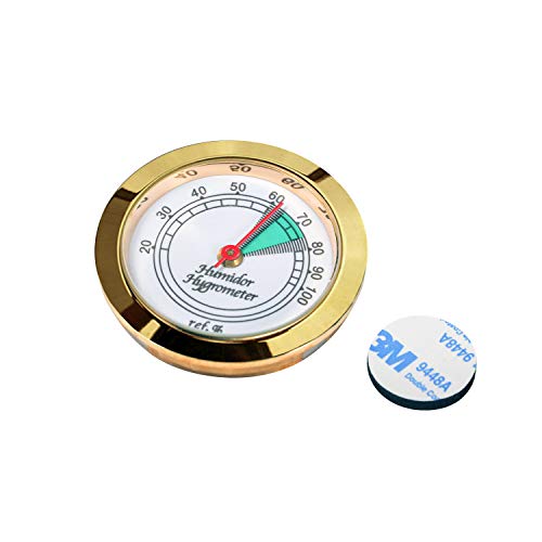 Medium Round Analog Hygrometer Humidity Gauge for Humidors - Color: Gold - color: Gold