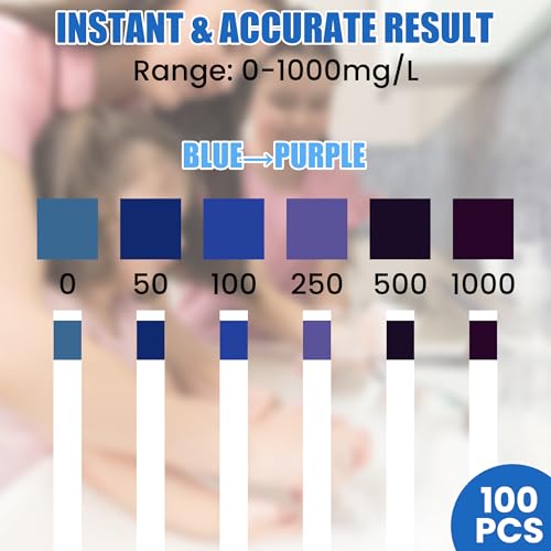 Water Hardness Test Strips 100Pcs Hard Water Test Kit Fast & Accurate Water Testing for Hardness Water Testing Kits for Drinking Water (Model DF009)