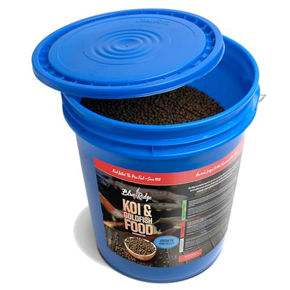 Blue Ridge Koi Fish Food 14lb - Koi Food Mini Growth Formula, Goldfish Food, Premium Fish Food for Ponds, Ponds Fish Food, Floating Pond Pellets - size: 14 Pound (Pack of 1)