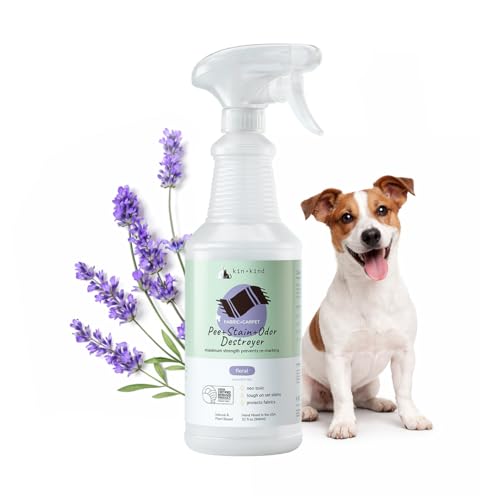 kin+kind Pee+Stain+Odor Destroyer - Fabric+Carpet - Maximum Strength - Stops Re-Marking - USDA Certified Biobased - Floral - 32 fl oz