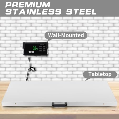 TUFFIOM 1100Lbs x 0.2Lbs Postal Digital Livestock Scale, Electronic Stainless Steel Platform Heavy Duty Vet Animal Scale,Dog Pig Goat Sheep Scale, Silvery - color: Silver