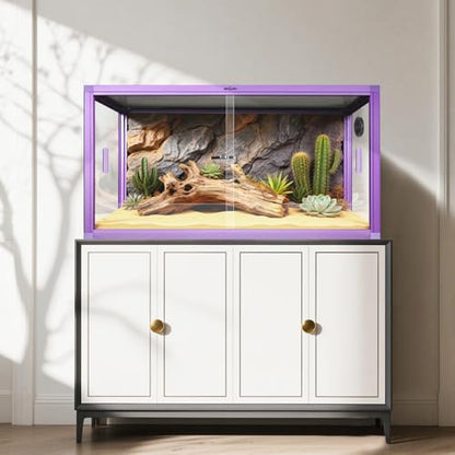 REPTI ZOO 50 Gallon Reptile Terrarium Tank, 36"x18"x18" Lightweight Enclosure with Tempered Glass Doors & Top Screen Ventilation, Large Habitat for Bearded Dragons, Snakes, Lizards, Geckos - Purple